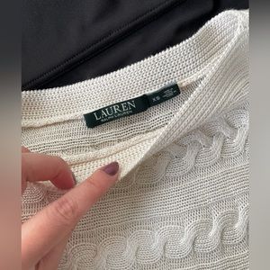 Ralph Lauren Light Shirt Beige Cream Short Sleeves XS Yarn Weave